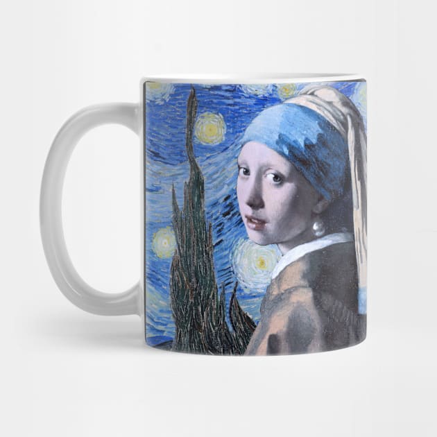 Girl with pearl earring and the starry night T-Shirt by RusticVintager